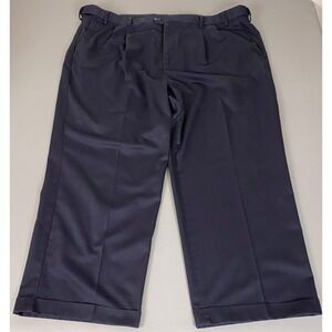 Croft & Barrow Pants Men's Size 50x29 Navy Blue Pleated Cuffed Cotton Chino